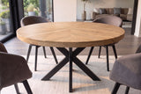 Dining table INFINITY HOME 120cm round w/ star frame mango wood creamy natural