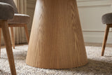 Dining table UNIQUE 120cm round oak wood verneered w/ ceramic top travertine stone