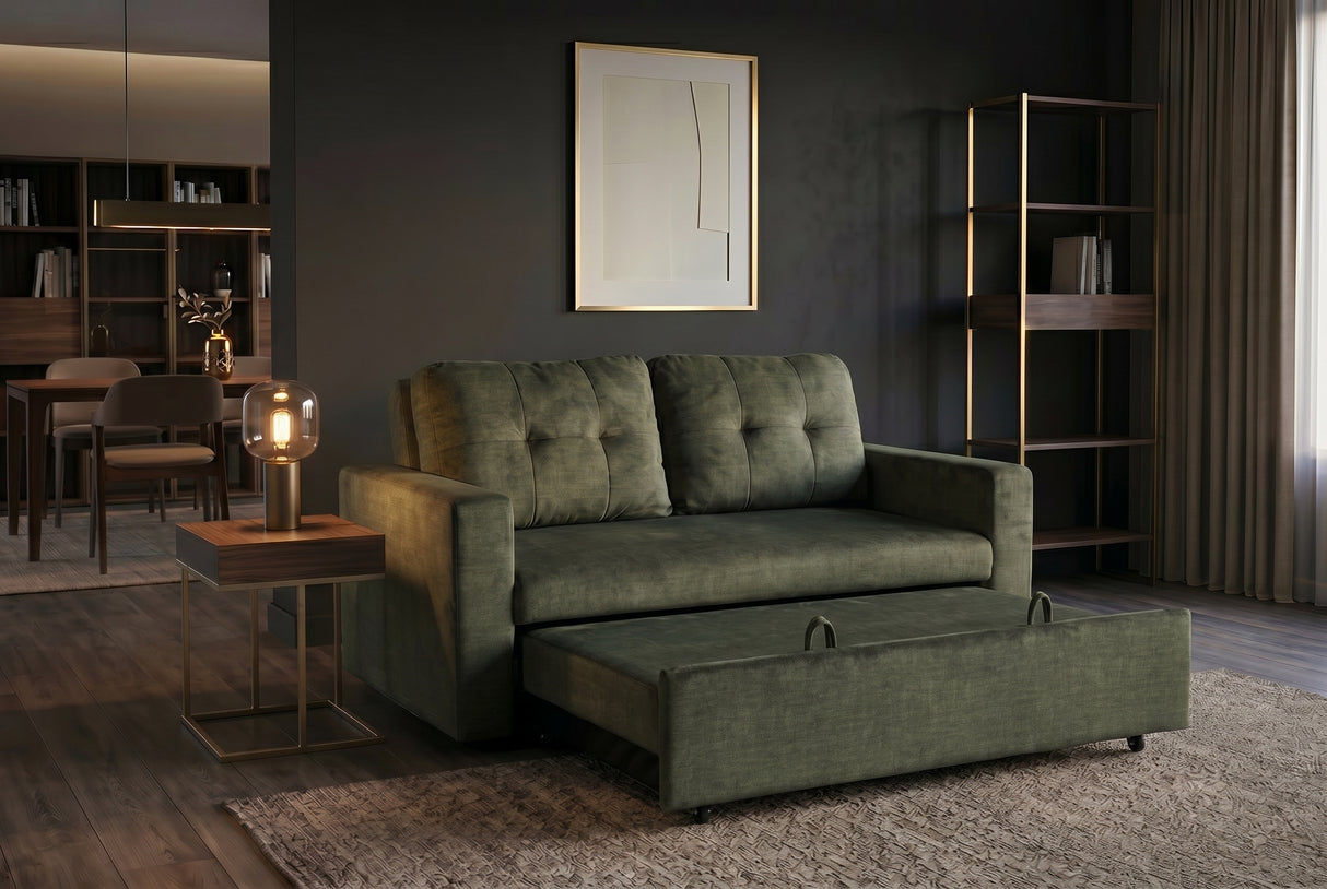 Schlafsofa SMART 140cm 2-Sitzer Samt Grün