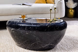 Coffee table STONE 75cm marble look black