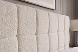 Bett PRESTIGE 180x200cm Bouclé cremefarben mit Stauraum