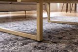 Couchtisch GATSBY 110cm Retro-Stil Mangoholz goldene Marmorplatte schwarz