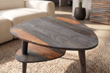 Coffee table ORGANIC LIVING 55cm w/ storage space sheesham wood grey smoke finish