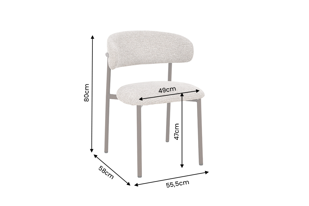 Stuhl BELFORT m. Metallbeinen Strukturstoff Taupe Beige Braun