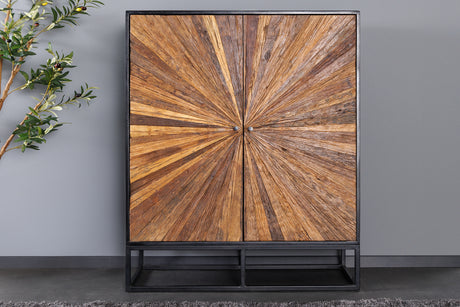 Highboard BARRACUDA 120cm Mangoholz und braunes Teakholz