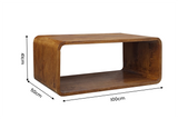 Coffee table CUBUS 100cm w/ storage space mango wood brown honey finish
