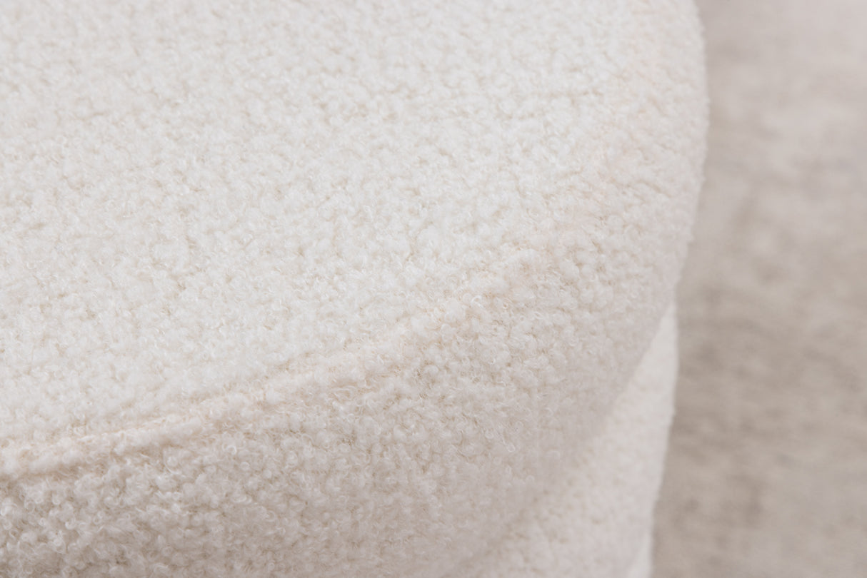 Polsterhocker VOGUE 40cm rund mit Stauraum Bouclé weiß