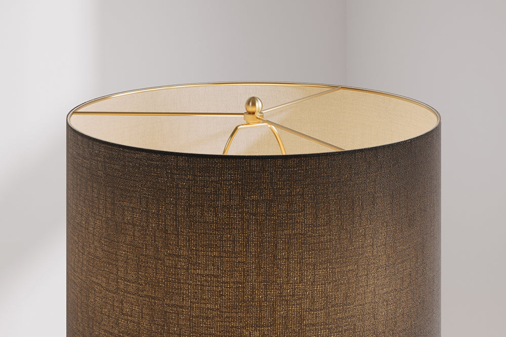 Tischleuchte ELEGANCIA 70cm schwarz Lampenschirm Keramik schwarz golden