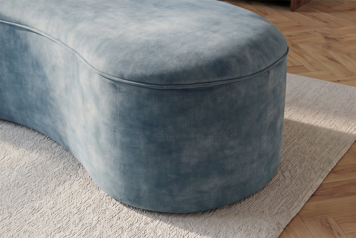 Bench chest ELEMENTAL 120cm upholstered w/ storage space velvet petrol