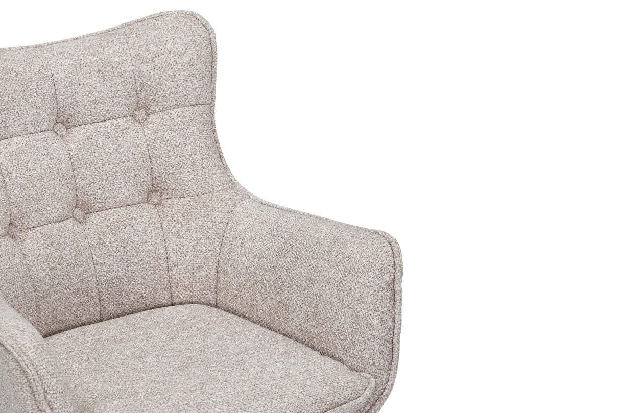 Drehstuhl THOR 360° mit Armlehnen Strukturstoff hellbeige mit Gestell Eiche dunkel natur