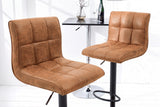 Bar stool MODENA 92-116cm 360° rotatable microfibre vintage brown  w/ black metal frame