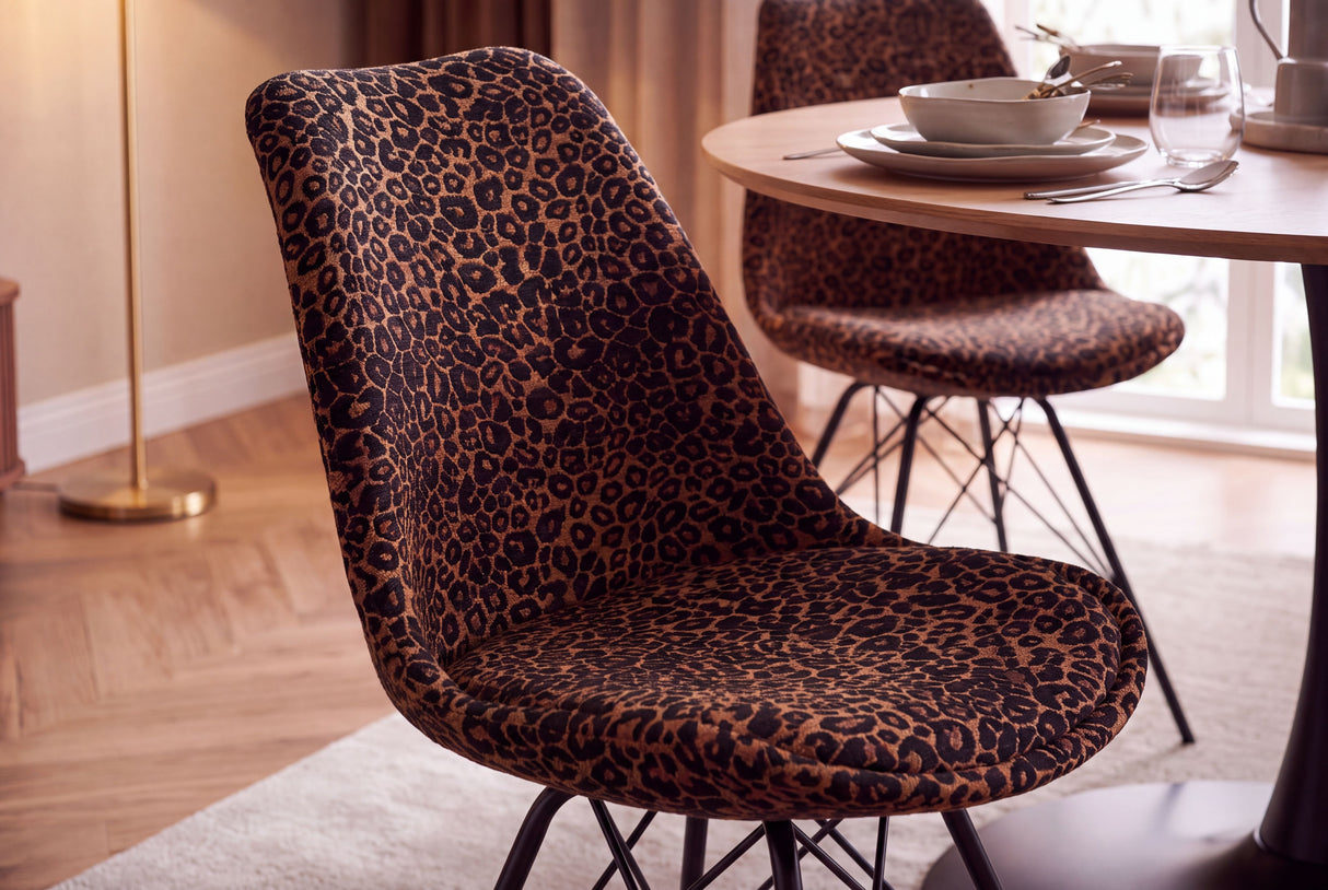 Chair SCANDINAVIA MEISTERSTÜCK leopard pattern brown black