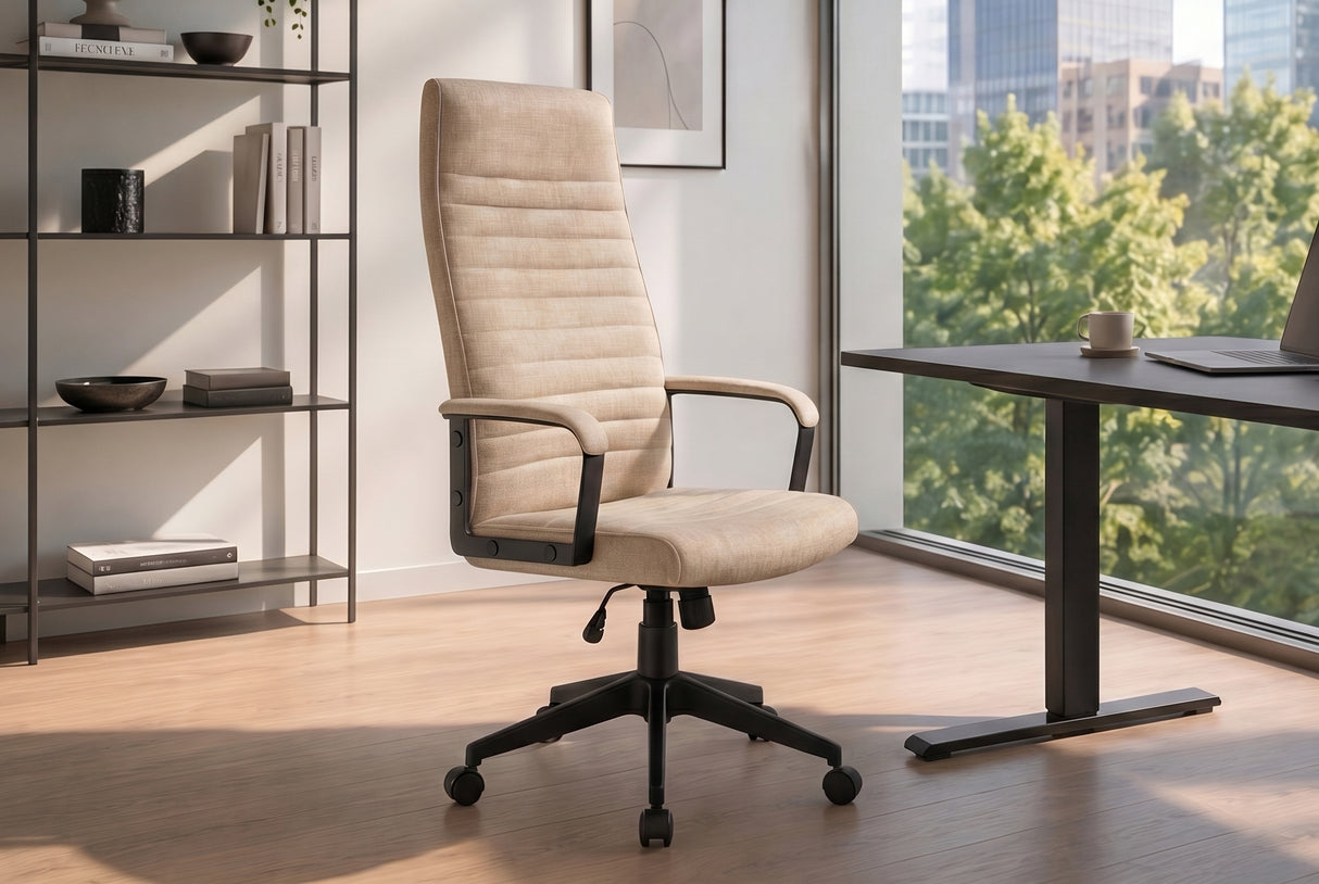 Bürostuhl LAZIO 49-59cm mit Wippfunktion Samt Velours Beige