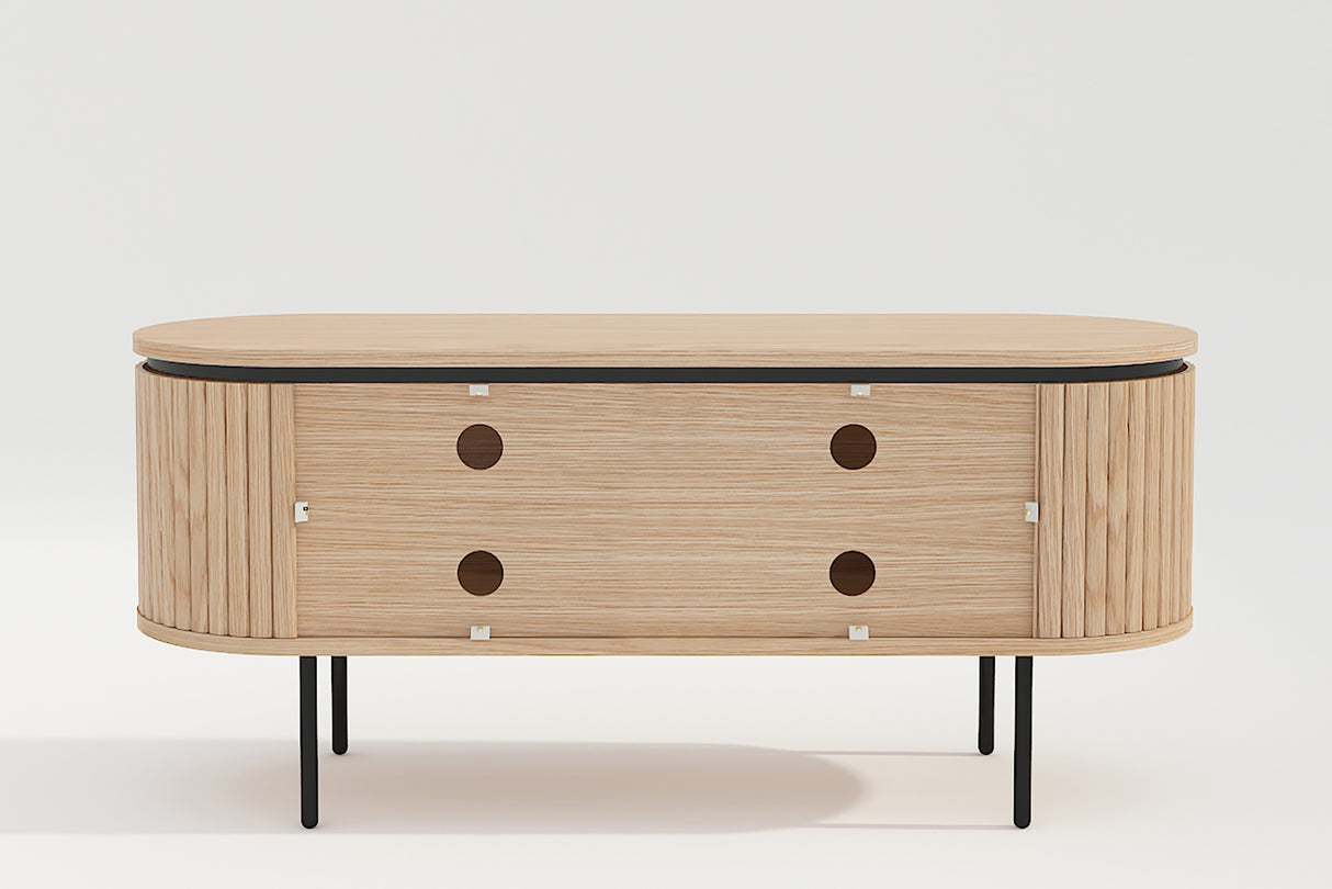TV-Board ATELIER 120cm natural oak wood look w/ black legs