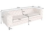 Sofa MODERN BAROCK II 240cm 3-seater velvet champagne in chesterfield style