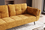 Sofa bed BOUTIQUE 215cm 3-seater w/ armrest cushions square quilting vogue velvet mustard yellow