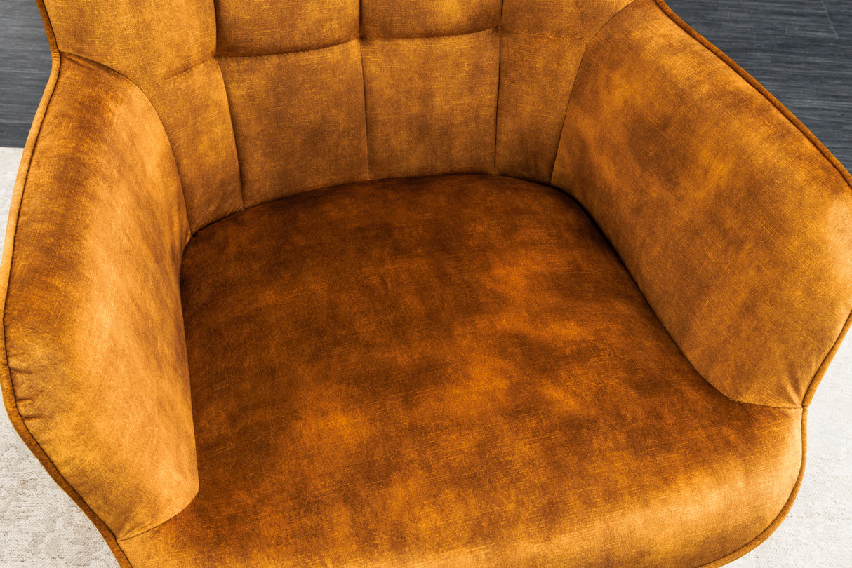 Armchair SCANDINAVIA with armrests velvet mustard yelllow