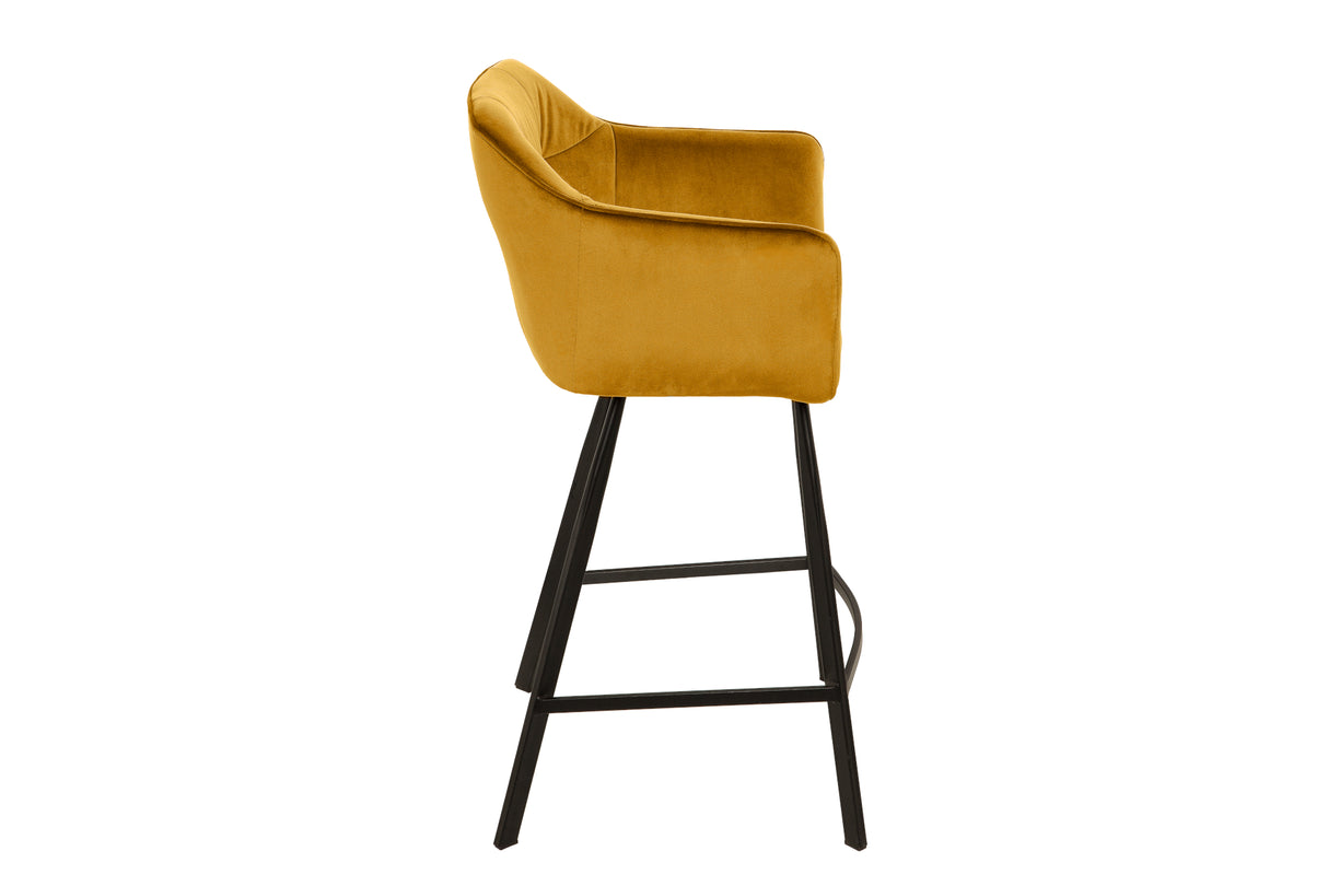 Bar chair LOFT with armrests velvet mustard yellow