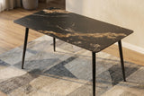 Dining table MILANO 120cm aurora oro ceramic black gold sand