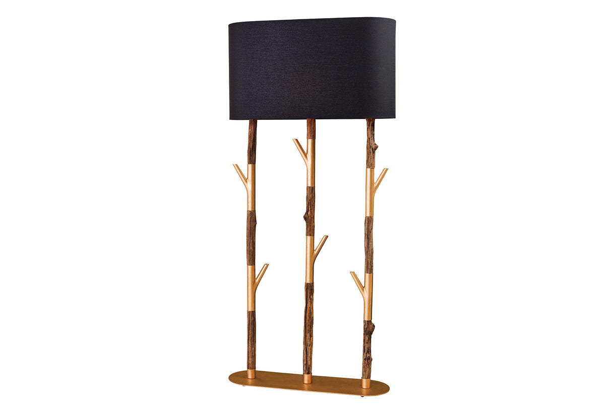 Stehleuchte WARDROBE 150cm Gestell natur gold mit Lampenschirm Schwarzgold