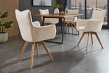 Drehstuhl VOGUE 360° drehbar Strukturstoff beige mit Eichengestell natur
