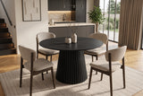Dining table VALHALLA WOOD Ø 120cm round oak wood veneered black