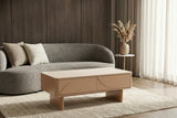 Coffee table SAVOY 120cm 3D natural w/ travertine marble ceramic top