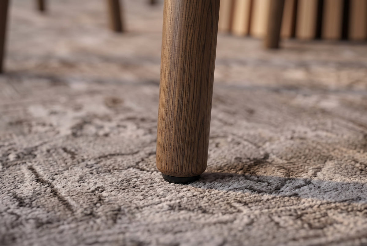 Chair VALHALLA WOOD textured fabric beige and oak wood brown