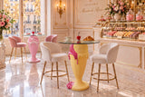 Bistrotisch SUNDAE 75cm pastellgelb mit magnetischer abnehmbarer Kirsche SWEET SOCIETY hauseigenes Design