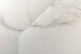 Dining table INCEPTION 130-190cm extendable oval ceramic top white marble look