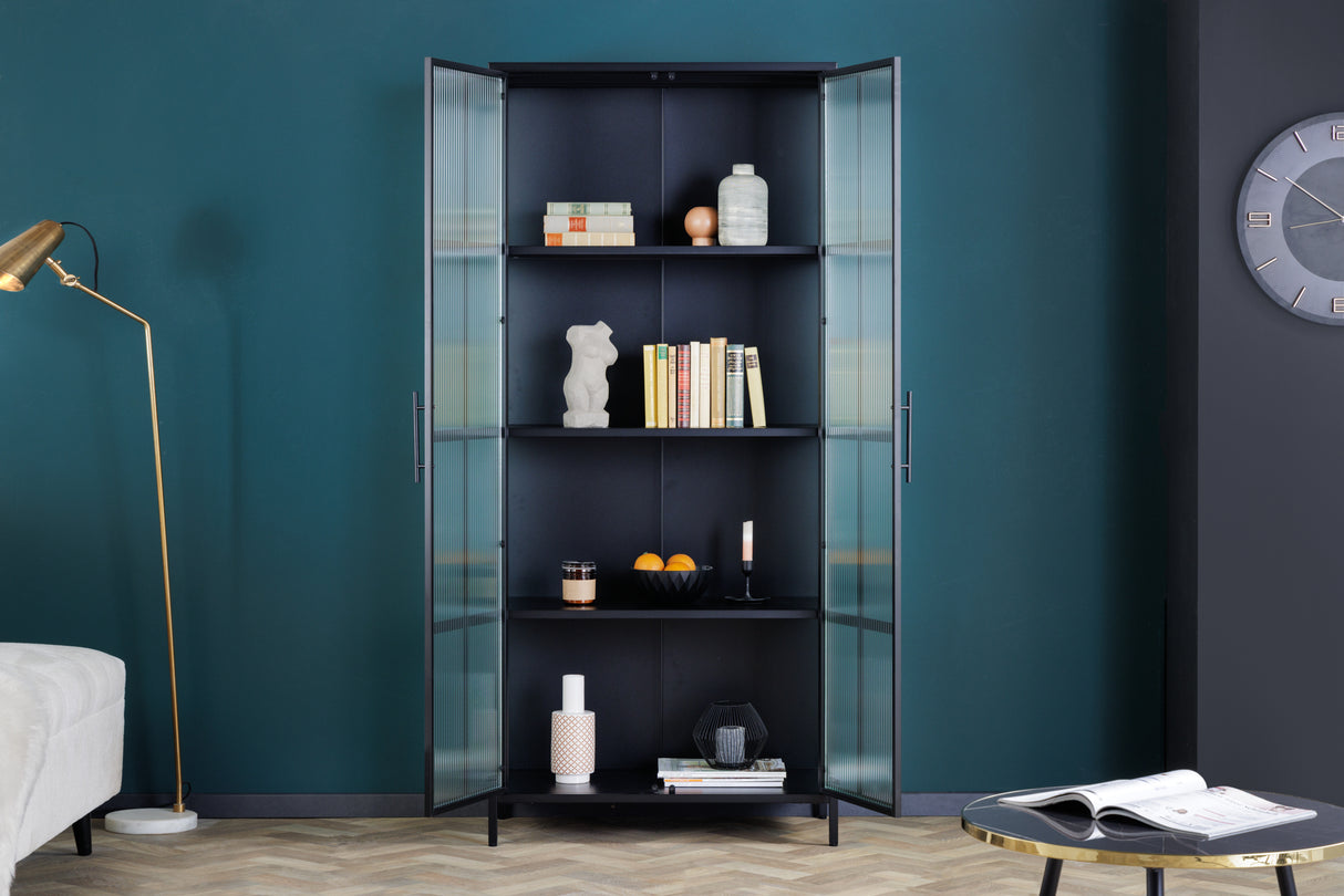 Display case DURA STEEL 180cm ribbed glass black