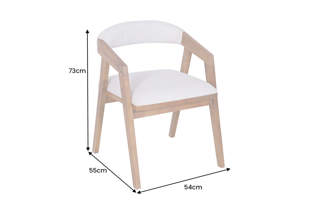Stuhl MAMMUT, Akazienholz, natur honigfarben, mit flachem, hellgrauem Stoffbezug