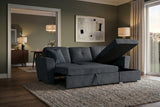 Schlafsofa APARTMENT 245cm 3-Sitzer mit Ottomane und Stauraum Strukturstoff grau