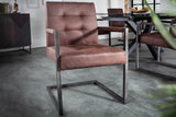 Cantilever chair RIDER with armrests microfibre vintage brown