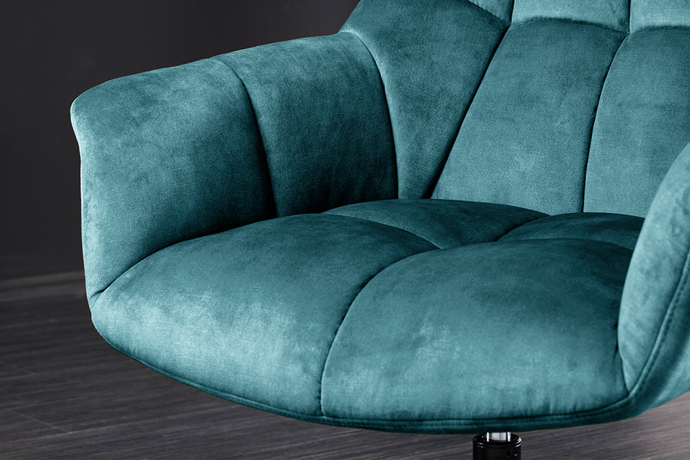 Armchair PAPILLON 83-90cm rotatable 360° velvet teal