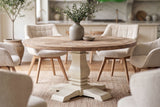Dining table HAMPTONS 140cm round recycled pine wood light brown creamy