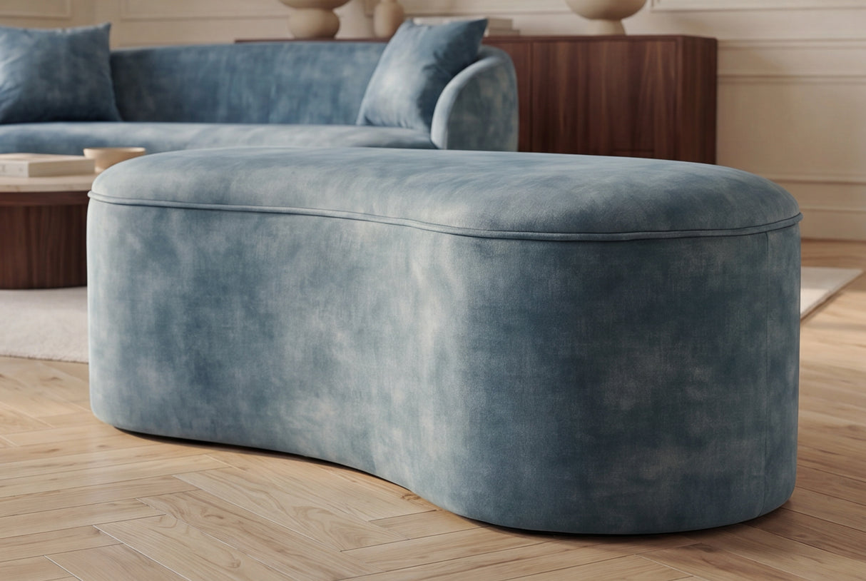 Bench chest ELEMENTAL 120cm upholstered w/ storage space velvet petrol