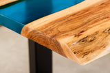 Couchtisch LIQUID 110cm Akazienholz blau Epoxidstreifen