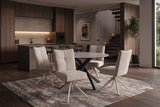 Swivel chair LUGANO 360° auto-return spring core chenille tweed taupe beige