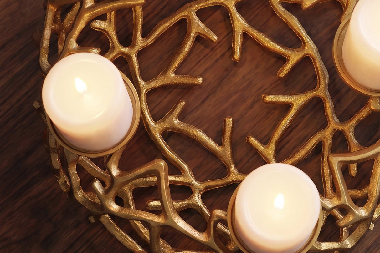 Candleholder ABSTRACT 38cm 4 flames gold
