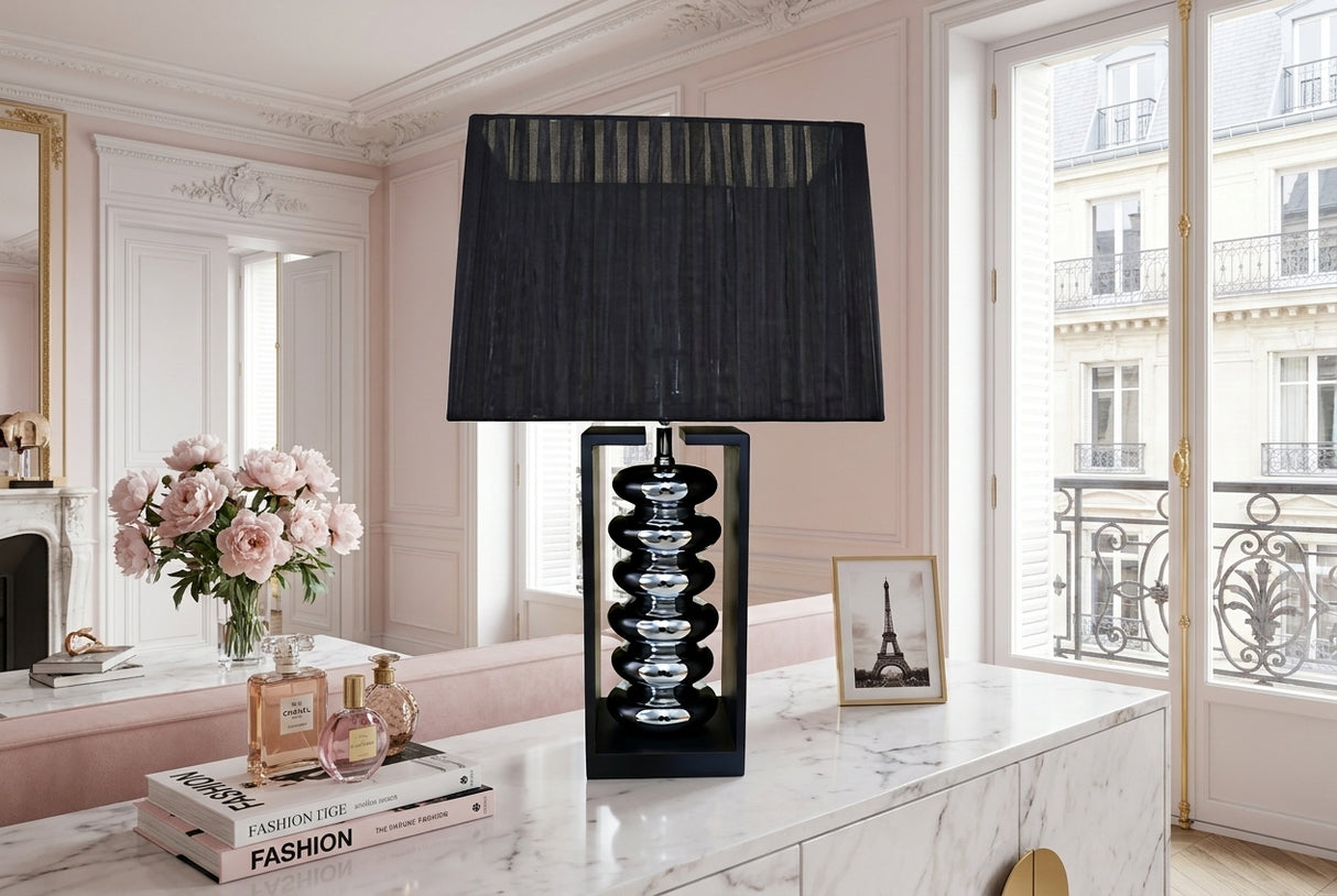 Table lamp GRACIA 55cm w/ adjustable lampshade black silver