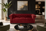 Sofa CHESTERFIELD 205cm 3-Sitzer Samt Rot