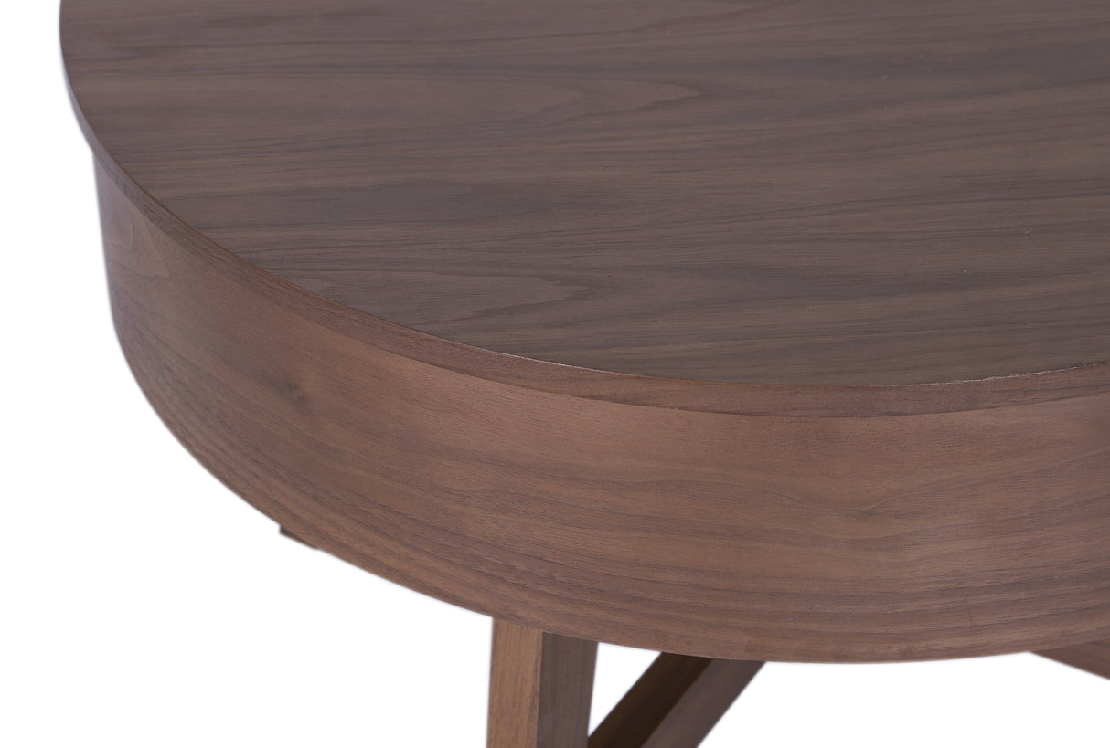 Coffee table KYOTO 70cm round w/ storage space walnut wood verneered