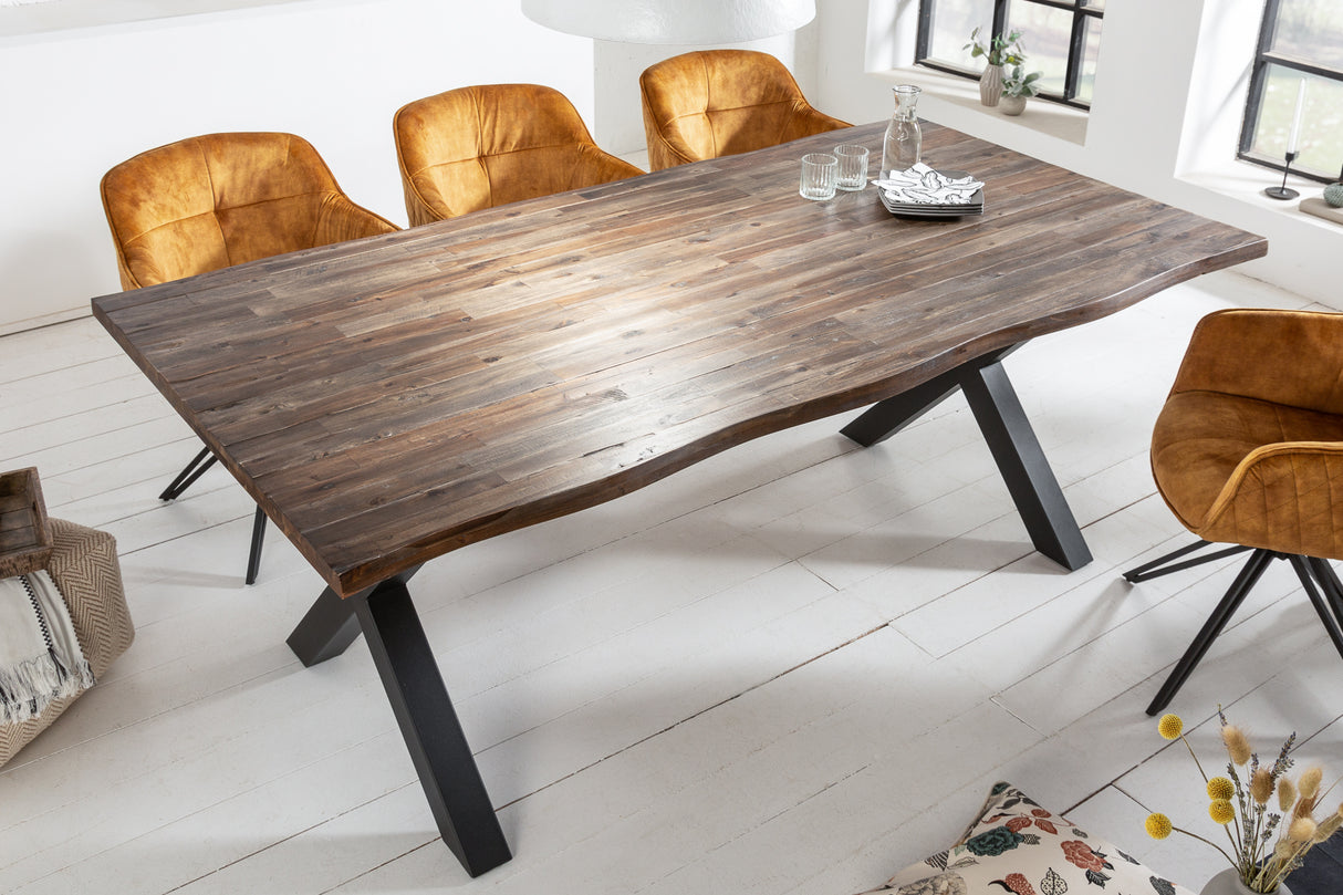 Dining table GENESIS VINTAGE 160cm X-legs acacia wood brown