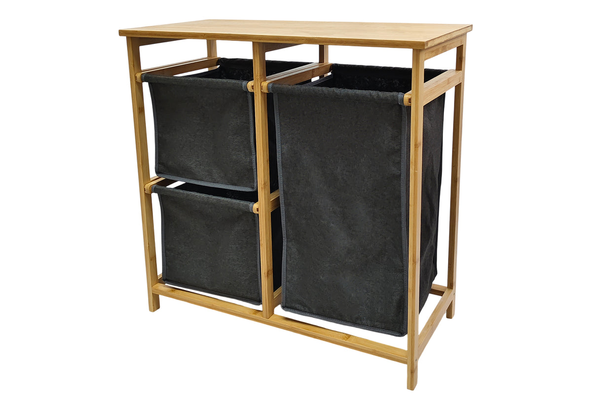 Laundry basket LAGOON SPA 70cm bamboo natural dark grey