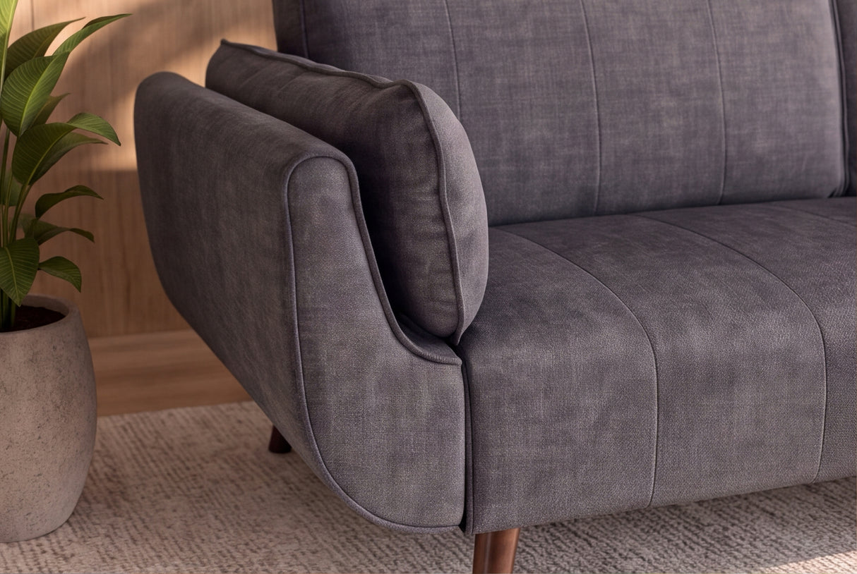 Sofa bed DIVANI 220cm 3-seater velvet grey