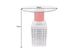 Bistro table LIPSTICK 75cm round w/ tempered glass red silver