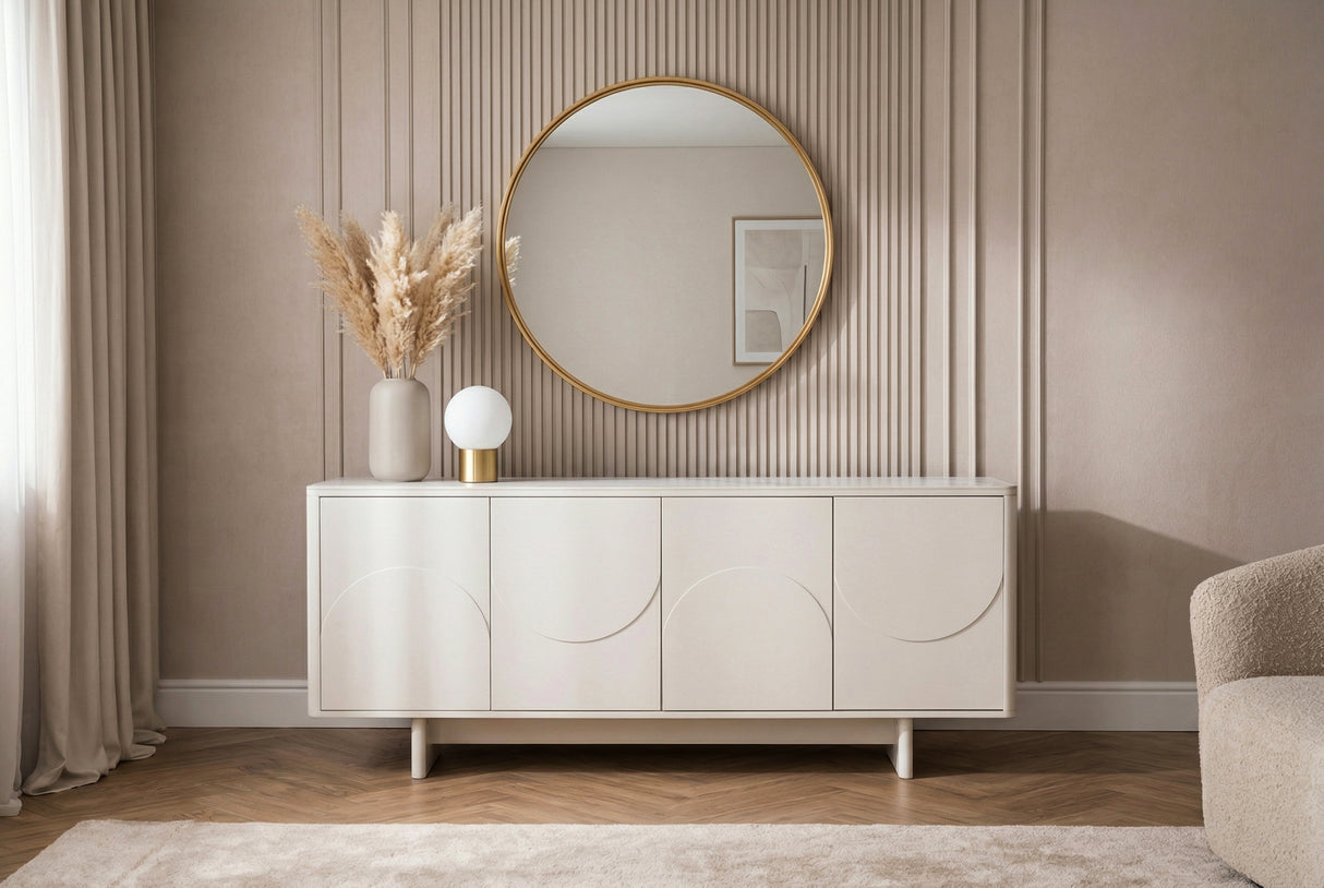 Sideboard SAVOY 180 cm 3D mit weißer Marmorkeramikplatte