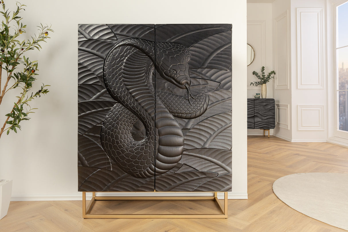 Highboard SNAKE 120cm black mango wood