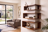 Corner shelf SURREAL 55/60/65cm set of 3 sheesham wood brown stone finish